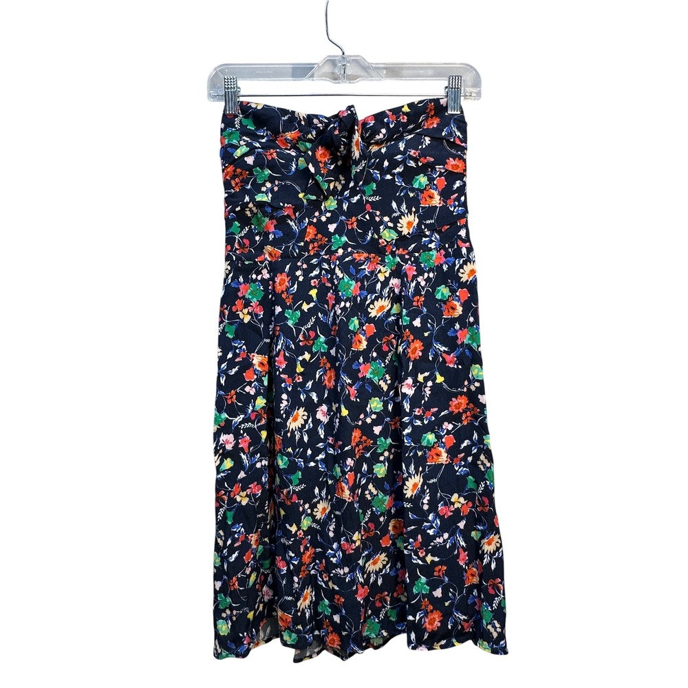Sezane Ondine Dress Strapless Multicolor Tie Front Wedding Guest Bustier 38 US 6 - Picture 2 of 8